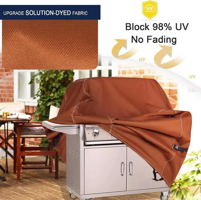 Alt view image 3 of 7 - Gas BBQ Grill Cover 52 Inch 2-3 Burner 600D Heavy Duty Waterproof Outdoor Barbecue Cover for Weber Char-Broil Brinkmann Nexgrill Grills and More Brown