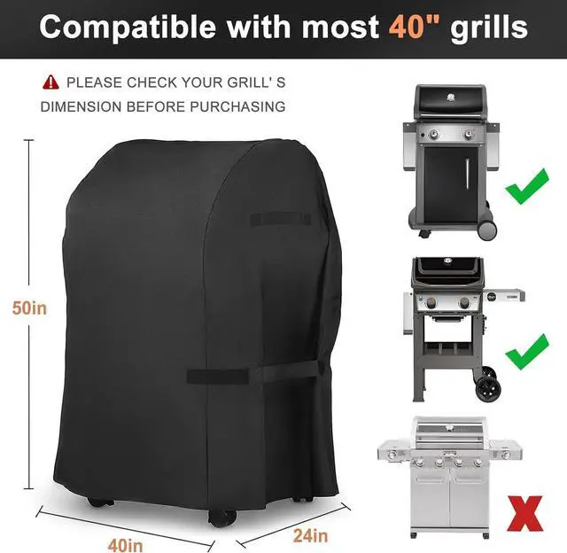 Alt view image 2 of 7 - Grill Cover 40-inch Heavy Duty 300D Oxford Waterproof Windproof UV Resistant BBQ Gas Grill Cover for Outdoor Barbecue Fit Most Brands Weber Brinkmann Char Broil Holland