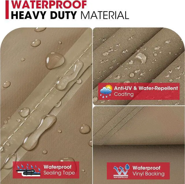 Alt view image 3 of 7 - 55 Inch Grill Cover for Outdoor Grill Heavy Duty Waterproof Gas BBQ Cover with Sealed Seam Rip and Fade Resistant Barbecue Covering for Weber Nexgrill Charbroil Neutral Taupe