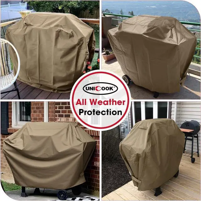 Alt view image 7 of 7 - 55 Inch Grill Cover for Outdoor Grill Heavy Duty Waterproof Gas BBQ Cover with Sealed Seam Rip and Fade Resistant Barbecue Covering for Weber Nexgrill Charbroil Neutral Taupe