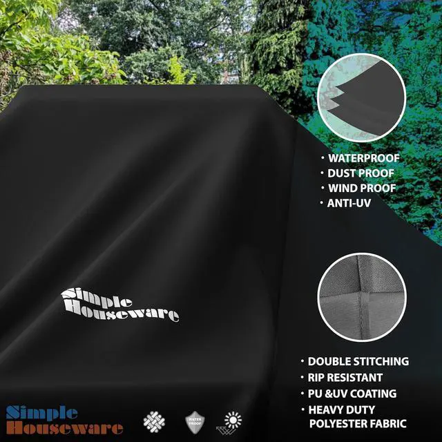Alt view image 4 of 7 - 72 in. Waterproof Heavy Duty Gas BBQ Grill Cover Weather-Resistant Polyester