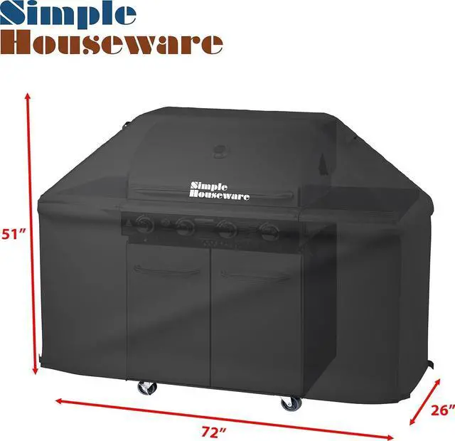 Alt view image 3 of 7 - 72 in. Waterproof Heavy Duty Gas BBQ Grill Cover Weather-Resistant Polyester