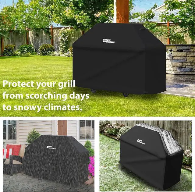 Alt view image 5 of 7 - 72 in. Waterproof Heavy Duty Gas BBQ Grill Cover Weather-Resistant Polyester