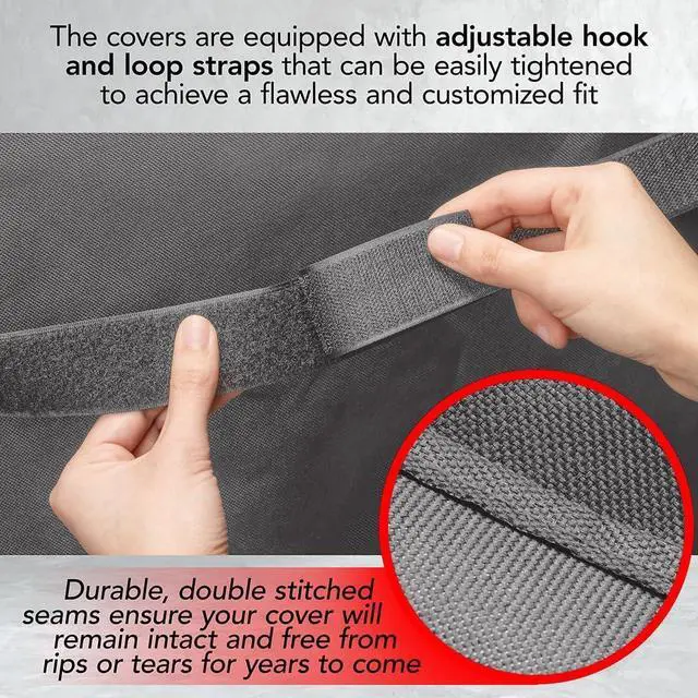 Alt view image 5 of 6 - Heavy Duty BBQ Grill Cover for Outdoor Grill 58 Inch  Waterproof Weather Resistant UV & Fade Resistant with Adjustable Straps  Gas Grill Cover for Weber Charbroil etc. Charcoal