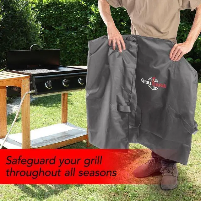 Alt view image 6 of 6 - Heavy Duty BBQ Grill Cover for Outdoor Grill 58 Inch  Waterproof Weather Resistant UV & Fade Resistant with Adjustable Straps  Gas Grill Cover for Weber Charbroil etc. Charcoal