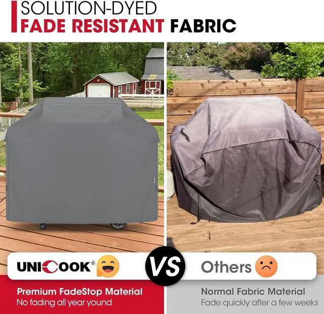 Alt view image 3 of 7 - Gas Grill Cover for Outdoor Grill 60 Inch BBQ Cover Heavy Duty Waterproof Fade Resistant Barbecue Protector Compatible with Weber Char-Broil Nexgrill BBQs up to 58 Wide Gray