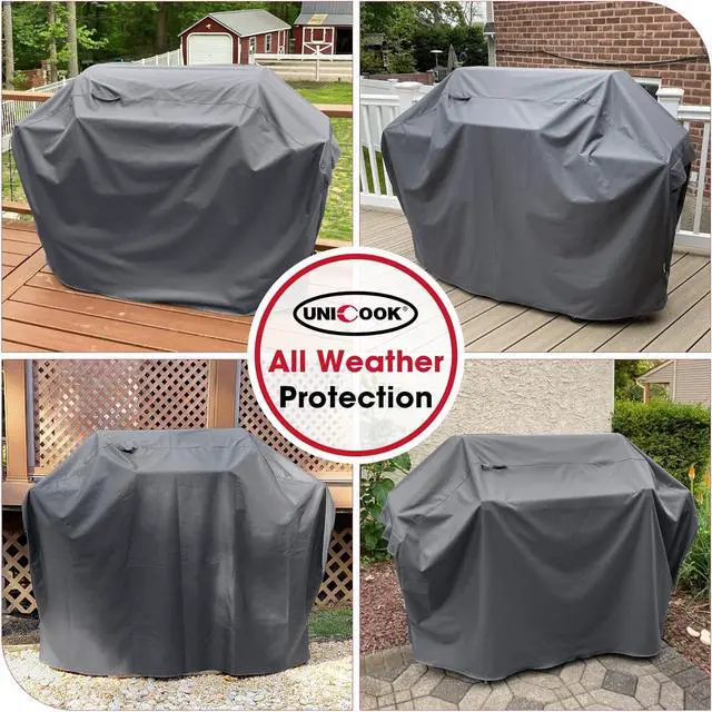 Alt view image 7 of 7 - Gas Grill Cover for Outdoor Grill 60 Inch BBQ Cover Heavy Duty Waterproof Fade Resistant Barbecue Protector Compatible with Weber Char-Broil Nexgrill BBQs up to 58 Wide Gray