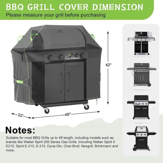 Alt view image 2 of 7 - Gas Grill Cover 48 Inch Waterproof UV & Fade Resistant BBQ Grill Cover for Outdoor Barbecue Cover with Reflective Strip and Air Vent for Weber Dyna-glo Char-Broil Nexgrill etc. Black