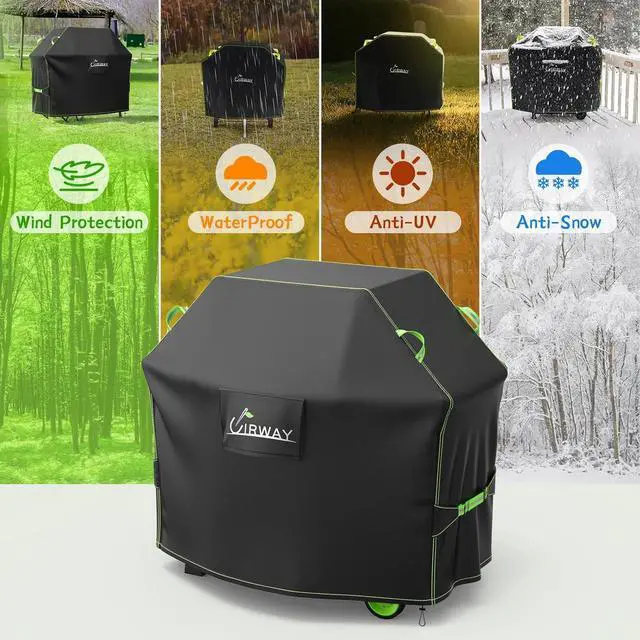 Alt view image 7 of 7 - Gas Grill Cover 48 Inch Waterproof UV & Fade Resistant BBQ Grill Cover for Outdoor Barbecue Cover with Reflective Strip and Air Vent for Weber Dyna-glo Char-Broil Nexgrill etc. Black