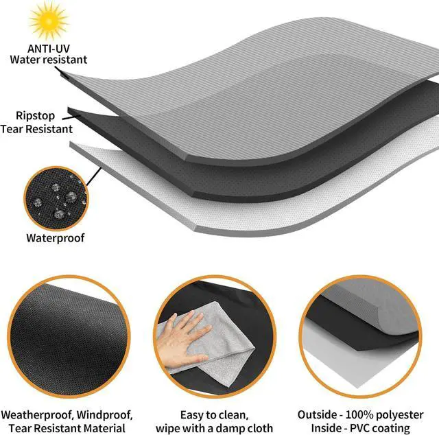 Alt view image 4 of 7 - 58 inch BBQ Cover - Waterproof Fade Resistant Fits Weber Brinkmann Nexgrill Black Grill Cover