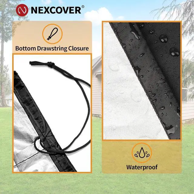 Alt view image 5 of 7 - 58 inch BBQ Cover - Waterproof Fade Resistant Fits Weber Brinkmann Nexgrill Black Grill Cover