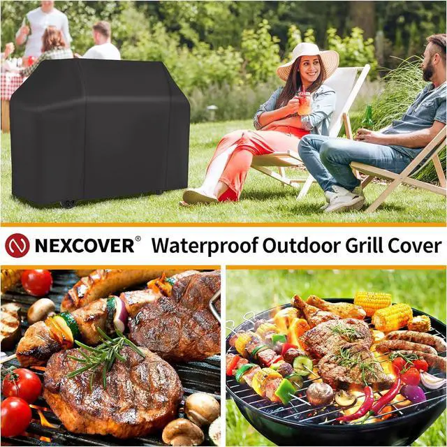 Alt view image 7 of 7 - 58 inch BBQ Cover - Waterproof Fade Resistant Fits Weber Brinkmann Nexgrill Black Grill Cover
