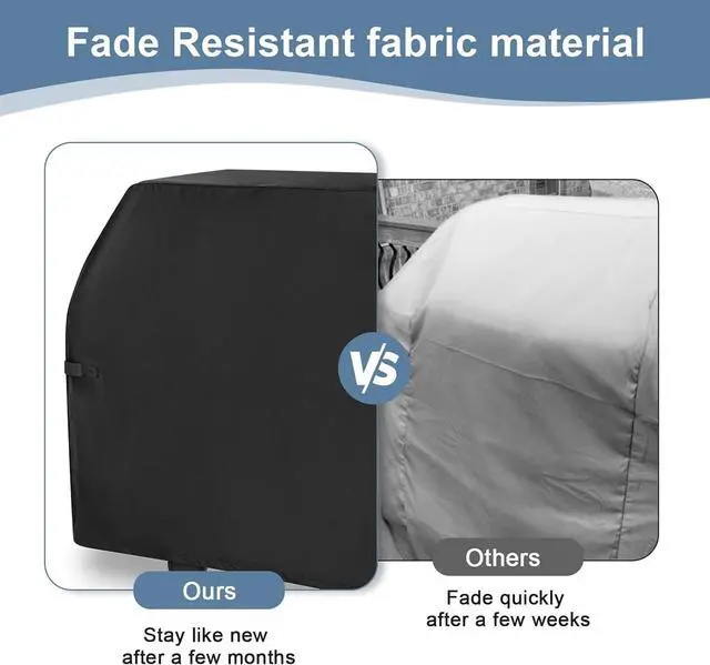 Alt view image 6 of 7 - Grill Cover for Outdoor Grill BBQ Gas Grill Cover 58 Inch Heavy Duty Waterproof UV & Fade Resistant Barbecue Cover with Hook-and-Loop Straps & Adjustable Hem Drawstring Outside(Black).
