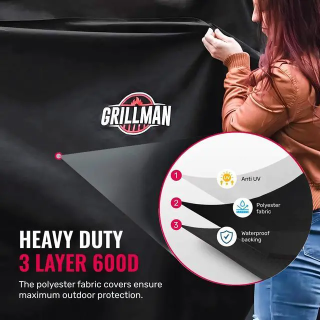 Alt view image 4 of 7 - Grill Cover by Black 64 Inch BBQ Outdoor Grill Covers Charcoal & Gas Grills Waterproof Rip-Proof Weather-Resistant Anti-UV Barbecue Cover for Weber Genesis Charbroil Nexgrill etc