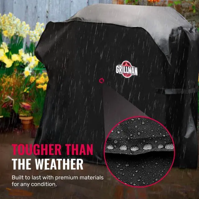 Alt view image 5 of 7 - Grill Cover by Black 64 Inch BBQ Outdoor Grill Covers Charcoal & Gas Grills Waterproof Rip-Proof Weather-Resistant Anti-UV Barbecue Cover for Weber Genesis Charbroil Nexgrill etc