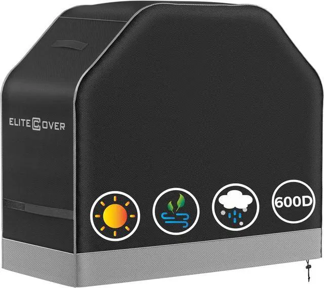 Main image of EliteCover 58 Inch 600D Heavy Duty Grill Cover for Outdoor Grill with Waterproof UV & Fade Resistant Black