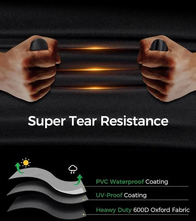 Alt view image 3 of 7 - EliteCover 58 Inch 600D Heavy Duty Grill Cover for Outdoor Grill with Waterproof UV & Fade Resistant Black