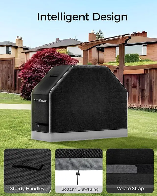 Alt view image 5 of 7 - EliteCover 58 Inch 600D Heavy Duty Grill Cover for Outdoor Grill with Waterproof UV & Fade Resistant Black