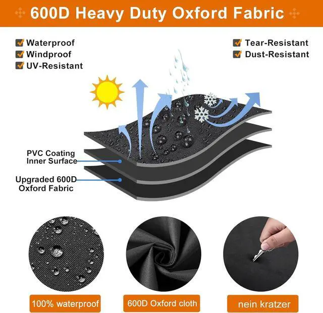 Alt view image 4 of 7 - Grill Cover 51 inch Heavy Duty Waterproof Grill Cover for Outdoor Grill 600D Anti-UV Fade-Resistant Barbecue Gas Cover with Adjustable Straps for Weber Genesis Charbroil and More Grills