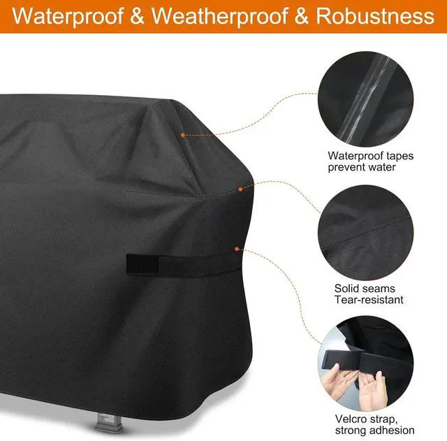 Alt view image 5 of 7 - Grill Cover 51 inch Heavy Duty Waterproof Grill Cover for Outdoor Grill 600D Anti-UV Fade-Resistant Barbecue Gas Cover with Adjustable Straps for Weber Genesis Charbroil and More Grills