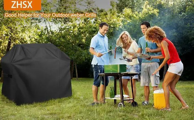Alt view image 7 of 7 - Grill Cover 51 inch Heavy Duty Waterproof Grill Cover for Outdoor Grill 600D Anti-UV Fade-Resistant Barbecue Gas Cover with Adjustable Straps for Weber Genesis Charbroil and More Grills