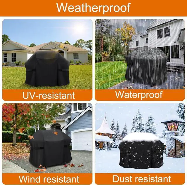 Alt view image 6 of 7 - Grill Cover 51 inch Heavy Duty Waterproof Grill Cover for Outdoor Grill 600D Anti-UV Fade-Resistant Barbecue Gas Cover with Adjustable Straps for Weber Genesis Charbroil and More Grills