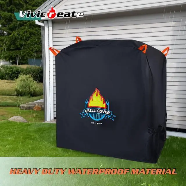 Alt view image 6 of 7 - Vivicreate Waterproof BBQ Grill Cover 52 Inch Heavy Duty 420D Fabric Outdoor Barbecue Cover Weatherproof UV Protection Windproof Fits Weber Char-Broil Nexgrill Traeger Smoker Parrilla