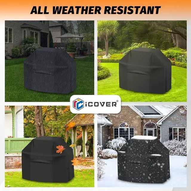 Alt view image 7 of 7 - iCOVER Grill Cover 82 Inch BBQ Grill Cover for Outdoor Grill 600D Heavy-Duty Waterproof Gas Grill Cover BBQ Cover Barbecue Grill Covers for Weber Charbroil Brinkmann Nexgrill and More Black