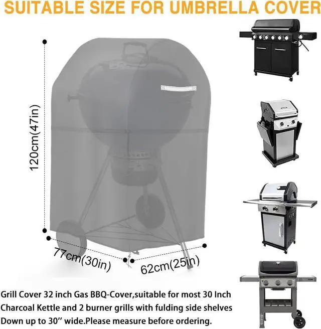 Alt view image 6 of 7 - Grill Cover for Outdoor Grill 30 Inch Heavy Duty BBQ Grill Cover Waterproof Small BBQ Grilling Cover UV & Fade Resistant Oxford Fabric Windproof BBQ Smoker Gas Cover for Weber CharBroil and More