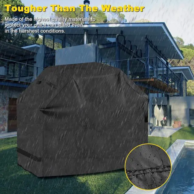 Alt view image 4 of 7 - Grill Cover Cover for Outdoor Grill BBQ Waterproof & UV Resistant Gas Convenient Durable Ripstop Weber Char Broil Nexgrill and More Grills 58 Inch Black