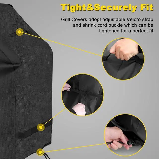Alt view image 6 of 7 - Grill Cover Cover for Outdoor Grill BBQ Waterproof & UV Resistant Gas Convenient Durable Ripstop Weber Char Broil Nexgrill and More Grills 58 Inch Black