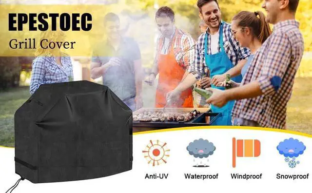 Alt view image 7 of 7 - Grill Cover Cover for Outdoor Grill BBQ Waterproof & UV Resistant Gas Convenient Durable Ripstop Weber Char Broil Nexgrill and More Grills 58 Inch Black