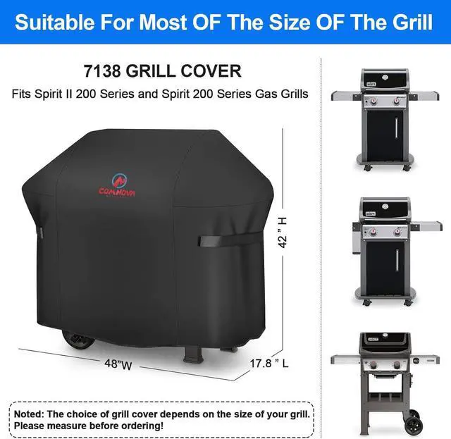 Alt view image 3 of 7 - BBQ Gas Grill Cover 48 Inch for Weber Spirit 2 Waterproof Weather Resistant UV & Fade Resistant PU Coating for Weber Spirit II 200 Series Spirit 200 Spirit II E210 Gas Grill