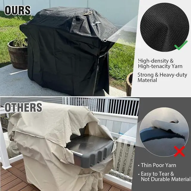 Alt view image 4 of 7 - Ultima Durable Grill Cover for Weber Genesis 300 & Genesis II 300 Series Grills Heavy Duty Waterproof Rip-Proof 58 BBQ Cover Fade Resistant 7130 Gas Grill Cover with Straps for Weber 3 Burner Grill