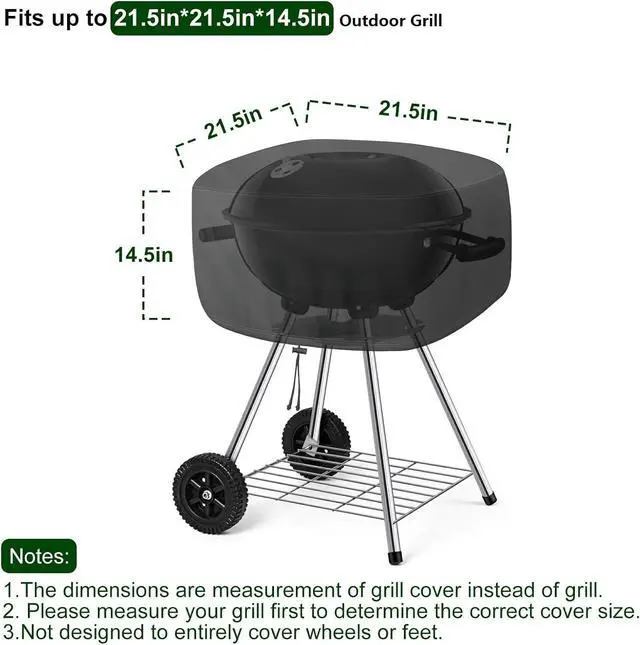 Alt view image 2 of 7 - Cover for Outdoor 18 Inch Charcoal Grill Grill Cover Fits Most Walk-a-Bout Charcoal Grills Within 21.5 * 21.5 * 14.5 in Water-Resistant Oxford Fabric