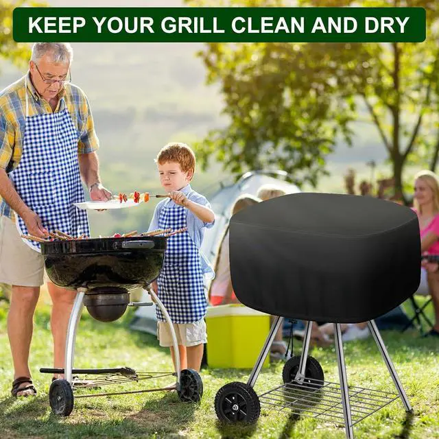 Alt view image 7 of 7 - Cover for Outdoor 18 Inch Charcoal Grill Grill Cover Fits Most Walk-a-Bout Charcoal Grills Within 21.5 * 21.5 * 14.5 in Water-Resistant Oxford Fabric