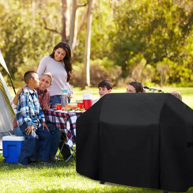 Alt view image 7 of 7 - Grill Cover for Weber Summit 600 Series Grill Cover 74.8 Inch Heavy Duty Water-Resistant Oxford Fabric Barbecue Cover with Velcro