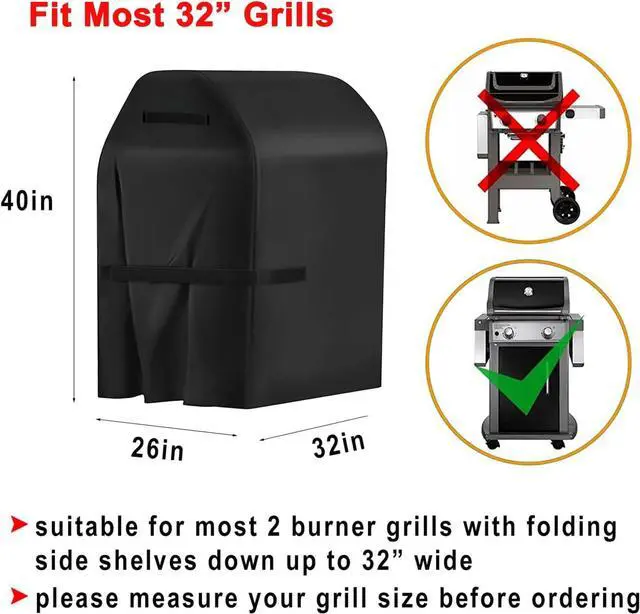 Alt view image 2 of 7 - BBQ Grill Cover 32-Inch Heavy Duty Waterproof UV Resistant Tear Resistant Barbecue Gas Grill Cover for Outdoor Grill Fit for Nexgrill Brinkmann Weber Char-Broil