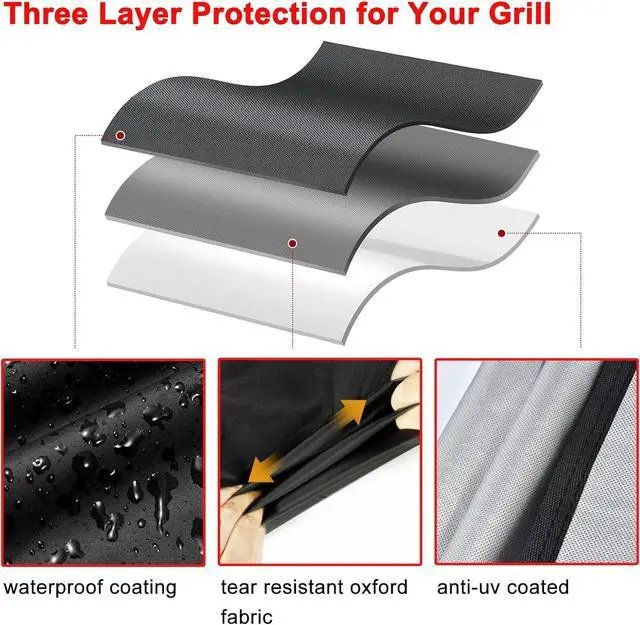 Alt view image 3 of 7 - BBQ Grill Cover 32-Inch Heavy Duty Waterproof UV Resistant Tear Resistant Barbecue Gas Grill Cover for Outdoor Grill Fit for Nexgrill Brinkmann Weber Char-Broil