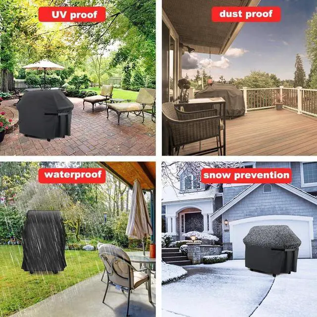 Alt view image 6 of 7 - BBQ Grill Cover 32-Inch Heavy Duty Waterproof UV Resistant Tear Resistant Barbecue Gas Grill Cover for Outdoor Grill Fit for Nexgrill Brinkmann Weber Char-Broil