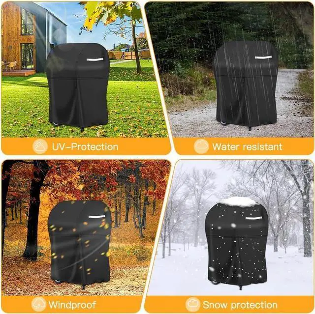 Alt view image 7 of 7 - Grill Cover for Outdoor Grill 30 Inch Heavy Duty BBQ Grill Cover Waterproof Small BBQ Grilling Cover UV & Fade Resistant Oxford Fabric Windproof BBQ Smoker Gas Cover for Weber CharBroil and More