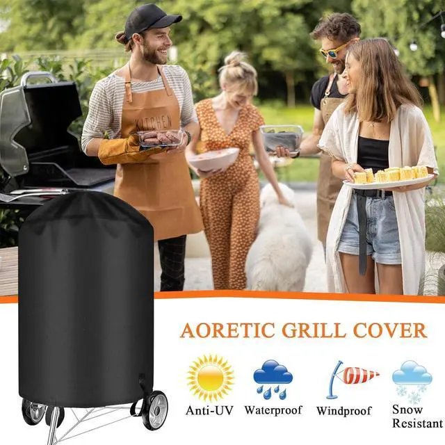 Alt view image 6 of 6 - BBQ Grill Cover for Weber Grill Covers 22 Inch for Weber Kettle Grill Cover for Heavy Duty Waterproof BBQ Covers for Outside Kettle Accessories Griddle Cover