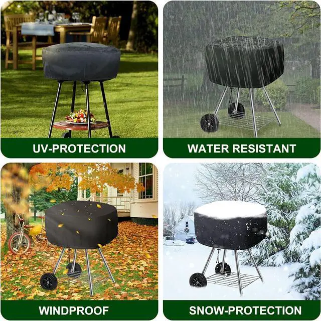 Alt view image 6 of 7 - Cover for Outdoor 18 Inch Charcoal Grill Grill Cover Fits Most Walk-a-Bout Charcoal Grills Within 21.5 * 21.5 * 14.5 in Water-Resistant Oxford Fabric