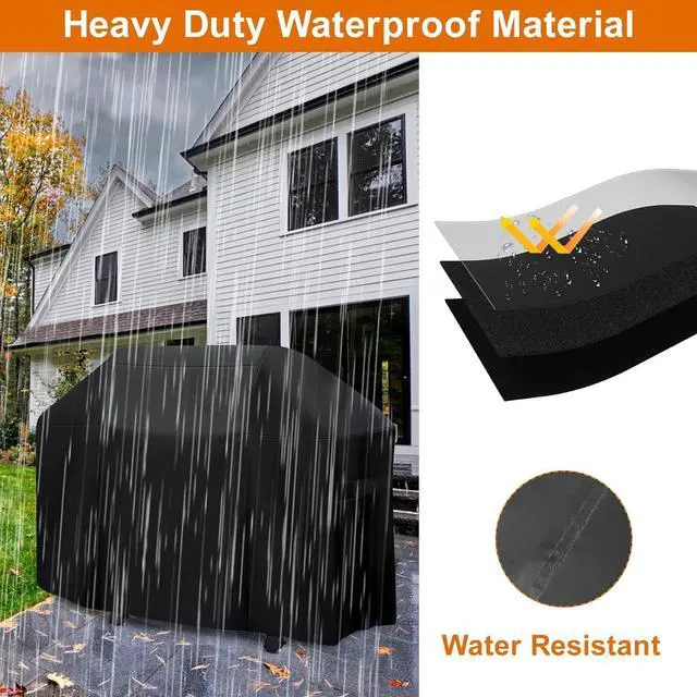 Alt view image 4 of 7 - Grill Cover for Weber Summit 600 Series Grill Cover 74.8 Inch Heavy Duty Water-Resistant Oxford Fabric Barbecue Cover with Velcro