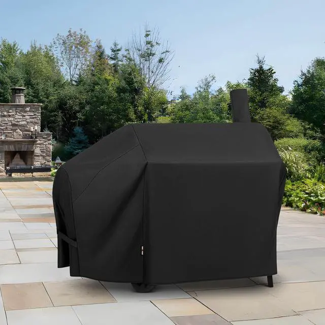 Alt view image 7 of 7 - Offset Smoker Cover 60 Inch Outdoor Heavy Duty Waterproof Charcoal BBQ Grill Cover Fade Resistant Compatible for Brinkmann Char-Broil Royal Gourmet and More Black
