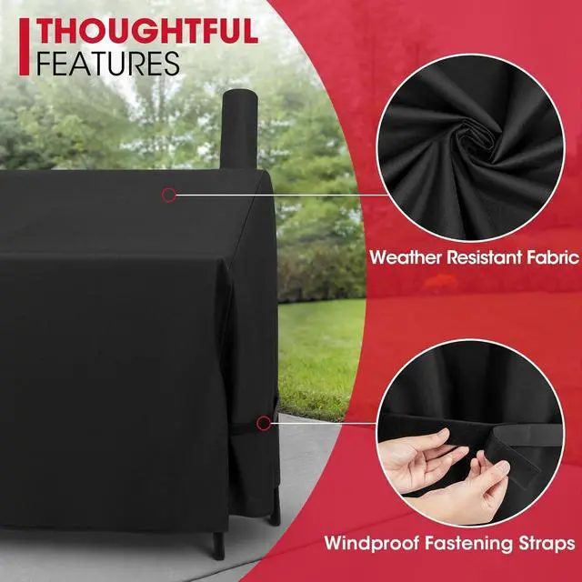 Alt view image 6 of 7 - Offset Smoker Cover 60 Inch Outdoor Heavy Duty Waterproof Charcoal BBQ Grill Cover Fade Resistant Compatible for Brinkmann Char-Broil Royal Gourmet and More Black