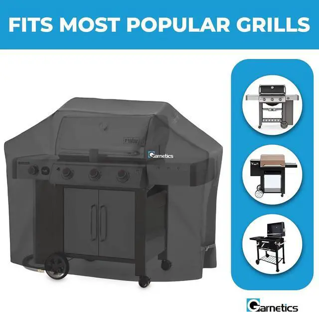 Alt view image 5 of 7 - Grill Cover for Outdoor Grill 55 Inch  Bonus Meat Thermometer Included Heavy Duty Waterproof BBQ Gas Grill Cover for Outside UV & Fade Resistant Compatible with Most 34 Burner Grills