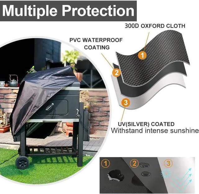 Alt view image 5 of 7 - Grill Cover 40-inch Heavy Duty Oxford Outdoor Waterproof Grill Covers Dust-Proof Windproof UV Resistant BBQ Gas Cover Fit Most Brands Char Broil Weber Brinkmann Holland