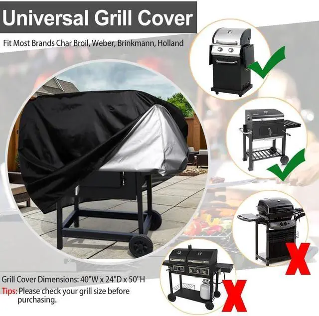 Alt view image 6 of 7 - Grill Cover 40-inch Heavy Duty Oxford Outdoor Waterproof Grill Covers Dust-Proof Windproof UV Resistant BBQ Gas Cover Fit Most Brands Char Broil Weber Brinkmann Holland