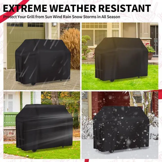 Alt view image 6 of 7 - Grill Cover - Heavy Duty BBQ Cover 50 inch Waterproof Barbecue Cover Weather Resistant Fade Resistant Rip-Proof Anti-UV Gas Grill Cover for Weber Char Broil Nexgrill Grills Black
